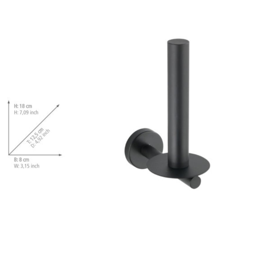 WENKO 24262100-Toilet paper holder BOSIO BLACK 8x18 cm stainless steel/silver