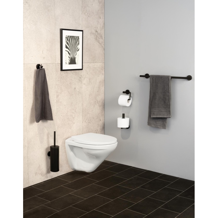 WENKO 24262100-Toilet paper holder BOSIO BLACK 8x18 cm stainless steel/silver