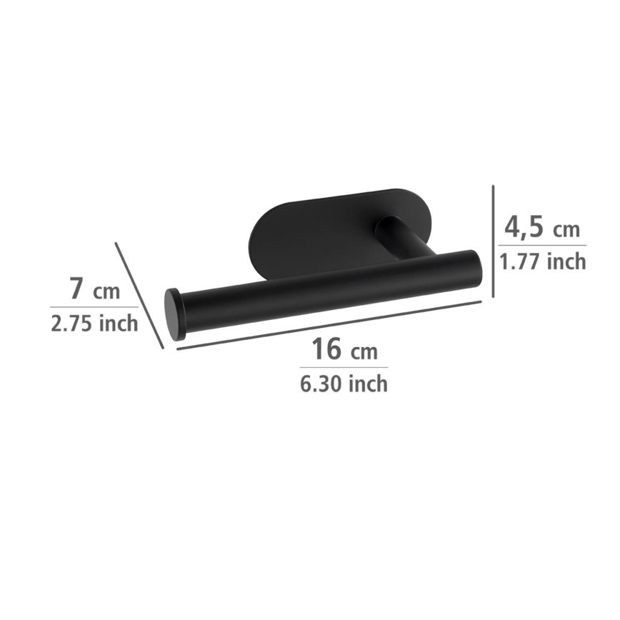 WENKO 24287100-Toilet paper holder TURBO-LOC OREA BLACK 16x7 cm stainless steel/black