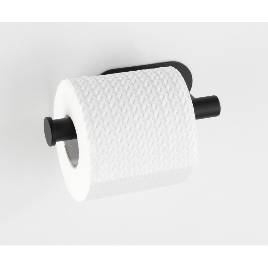 WENKO 24287100-Toilet paper holder TURBO-LOC OREA BLACK 16x7 cm stainless steel/black