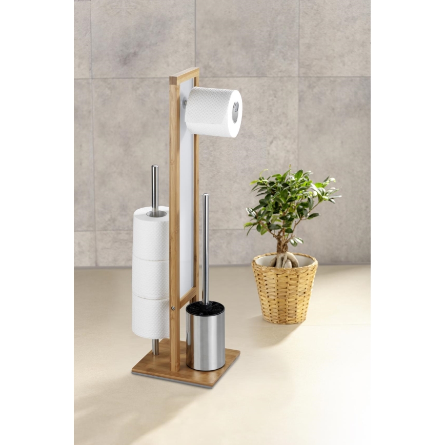 WENKO 24391100 - RIVALTA toilet brush 18x70 cm brown/white/black