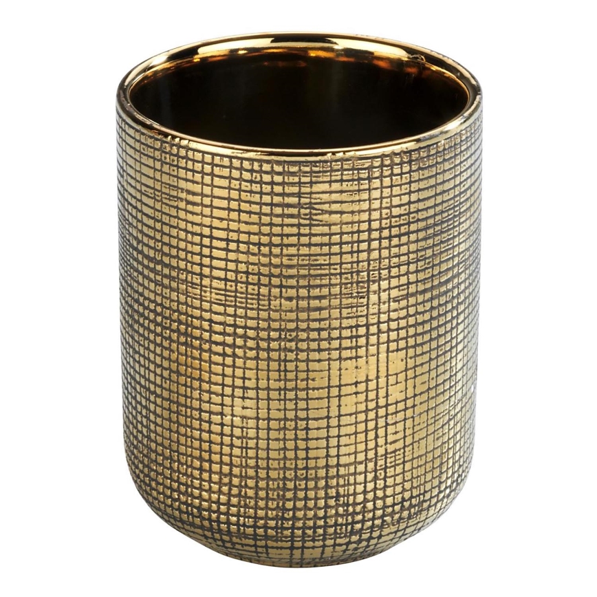 WENKO 24400100 - RIVARA Toothbrush Cup 7.5 x 9.5 cm, Gold