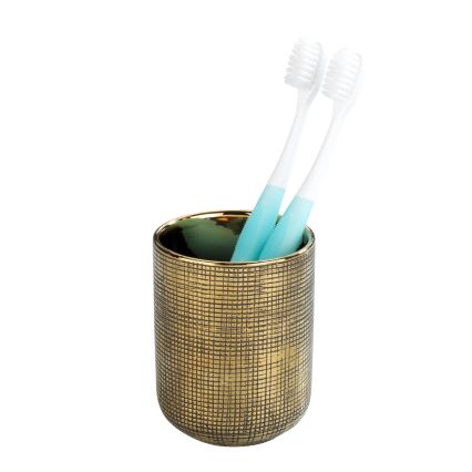 WENKO 24400100 - RIVARA Toothbrush Cup 7.5 x 9.5 cm, Gold