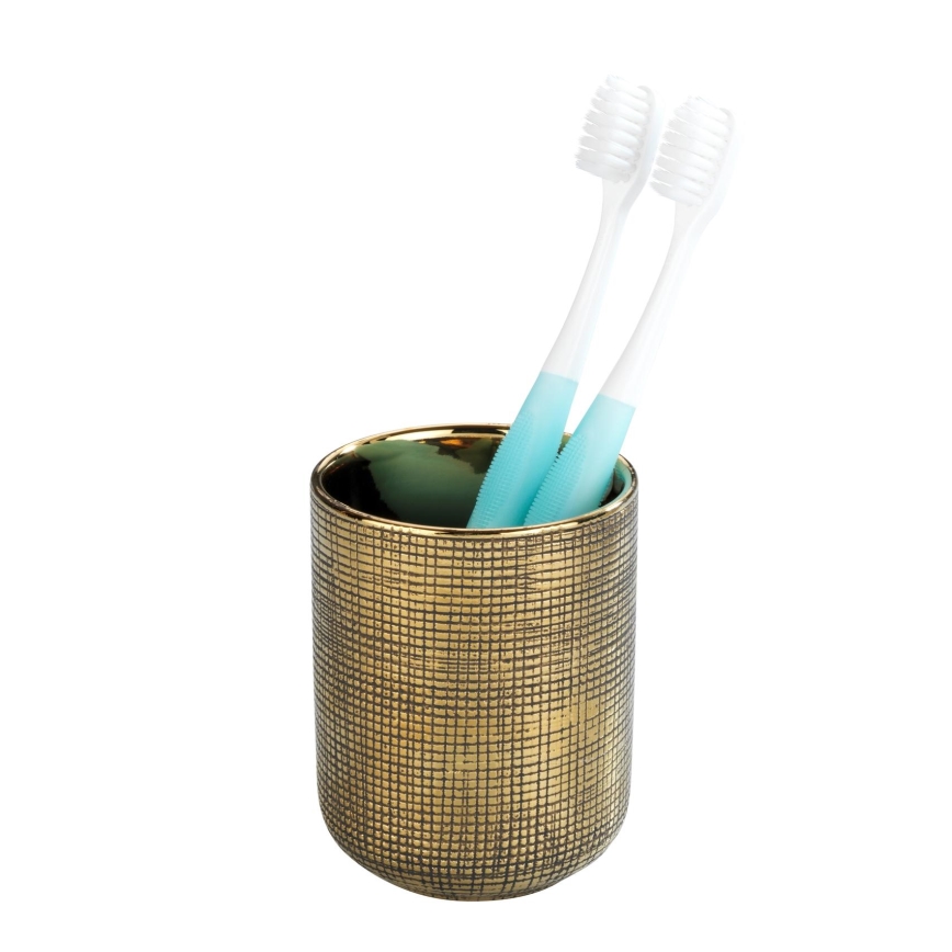 WENKO 24400100 - RIVARA Toothbrush Cup 7.5 x 9.5 cm, Gold