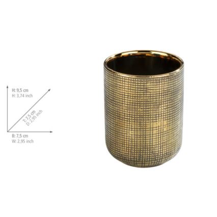 WENKO 24400100 - RIVARA Toothbrush Cup 7.5 x 9.5 cm, Gold