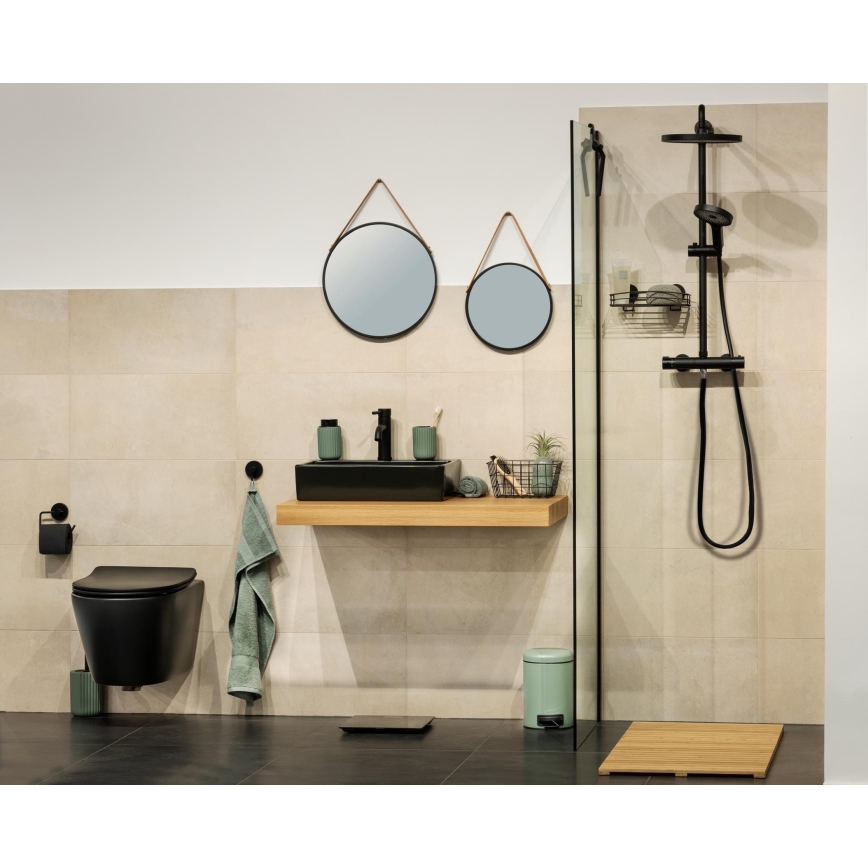 WENKO 24424100 - BORRONE Mirror 40 x 40 cm, Black/Silver