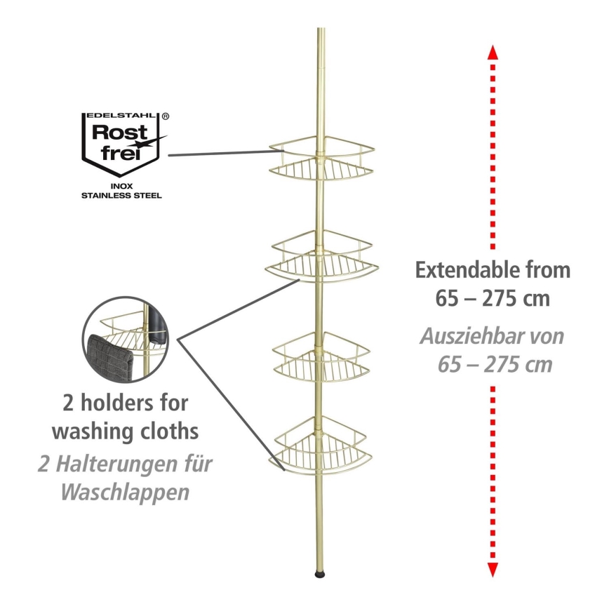 WENKO 24569100-Corner shelf DOLCEDO 31x275 cm gold