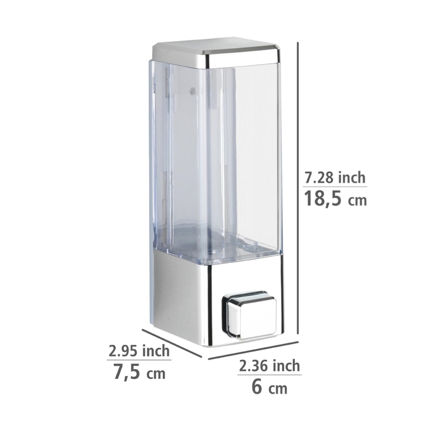 WENKO 24593100 - ISTRES Soap Dispenser, 320 ml, Glossy Chrome/Clear