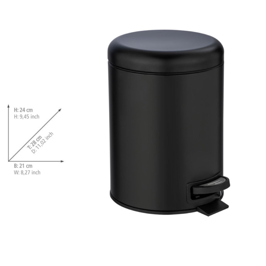 WENKO 24681100 - LEMAN Waste Bin 21 x 24 cm, Black