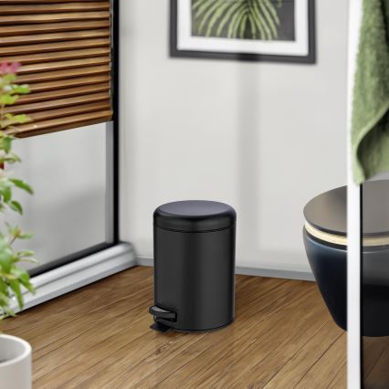 WENKO 24681100 - LEMAN Waste Bin 21 x 24 cm, Black