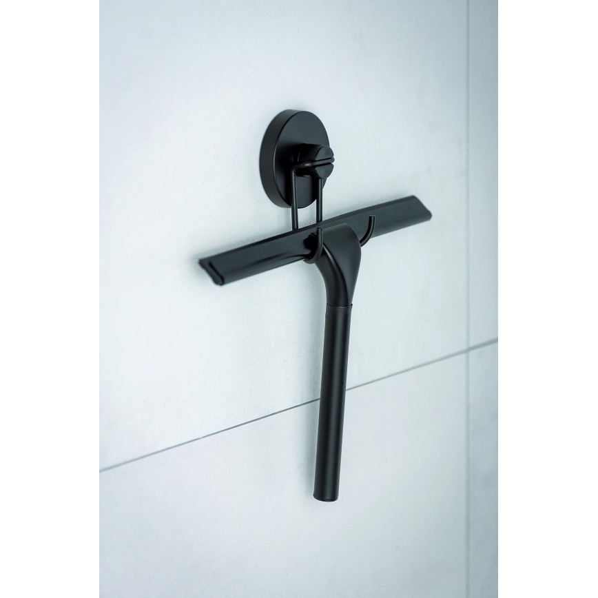 WENKO 24731100 - VACUUM-LOC Round Shower Squeegee, 24,5x25 cm, Black