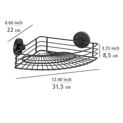 WENKO 24735100 - VACUUM-LOC Round Shelf 35 x 22.5 cm, Black