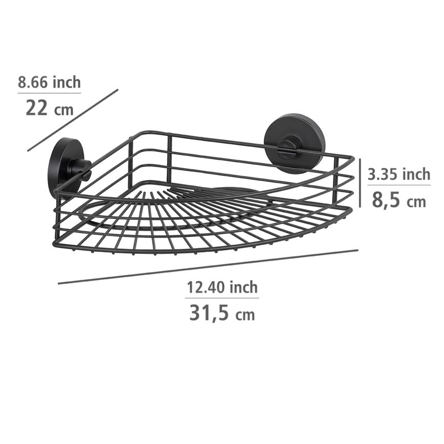 WENKO 24735100 - VACUUM-LOC Round Shelf 35 x 22.5 cm, Black