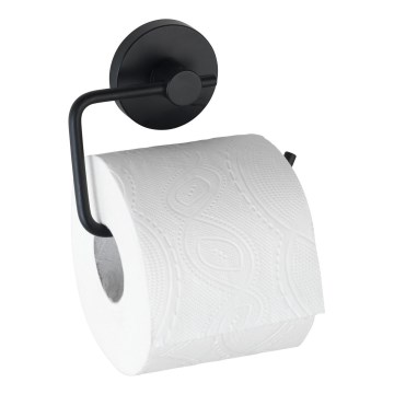 WENKO 24738100 - VACUUM-LOC Round Toilet Paper Holder, Black, 13.5 x 10.5 cm
