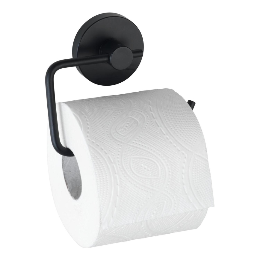 WENKO 24738100 - VACUUM-LOC Round Toilet Paper Holder, Black, 13.5 x 10.5 cm