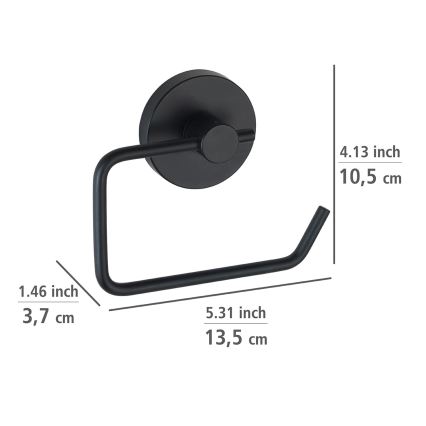 WENKO 24738100 - VACUUM-LOC Round Toilet Paper Holder, Black, 13.5 x 10.5 cm