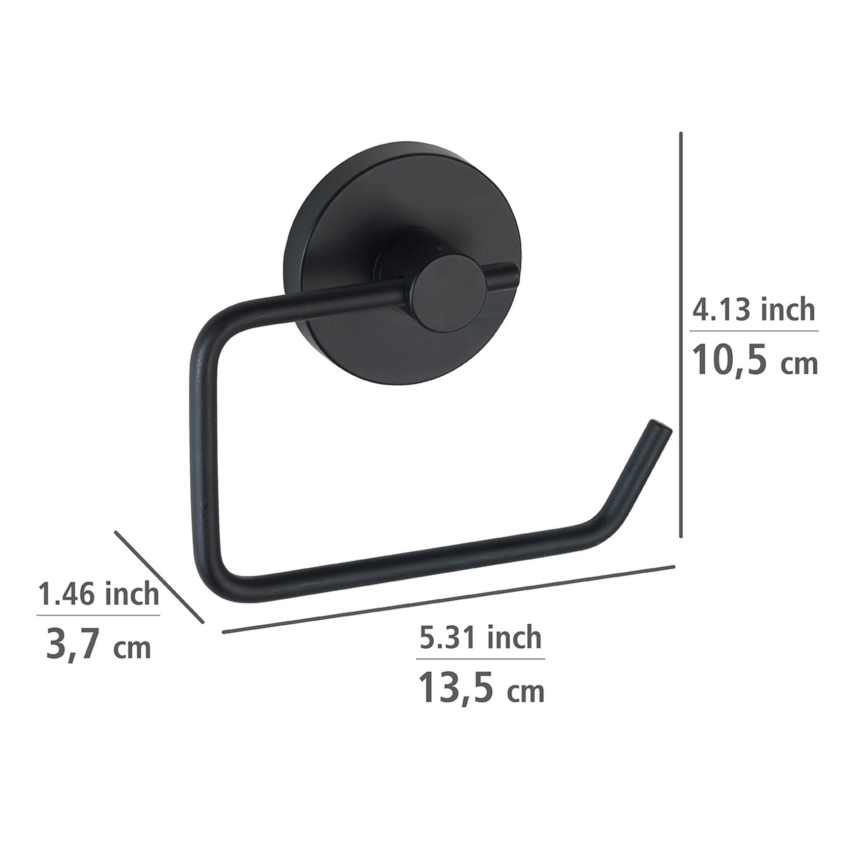 WENKO 24738100 - VACUUM-LOC Round Toilet Paper Holder, Black, 13.5 x 10.5 cm