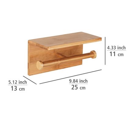 WENKO 24745100 - BAMBUSA Toilet Paper Holder 25 x 13 cm, Brown