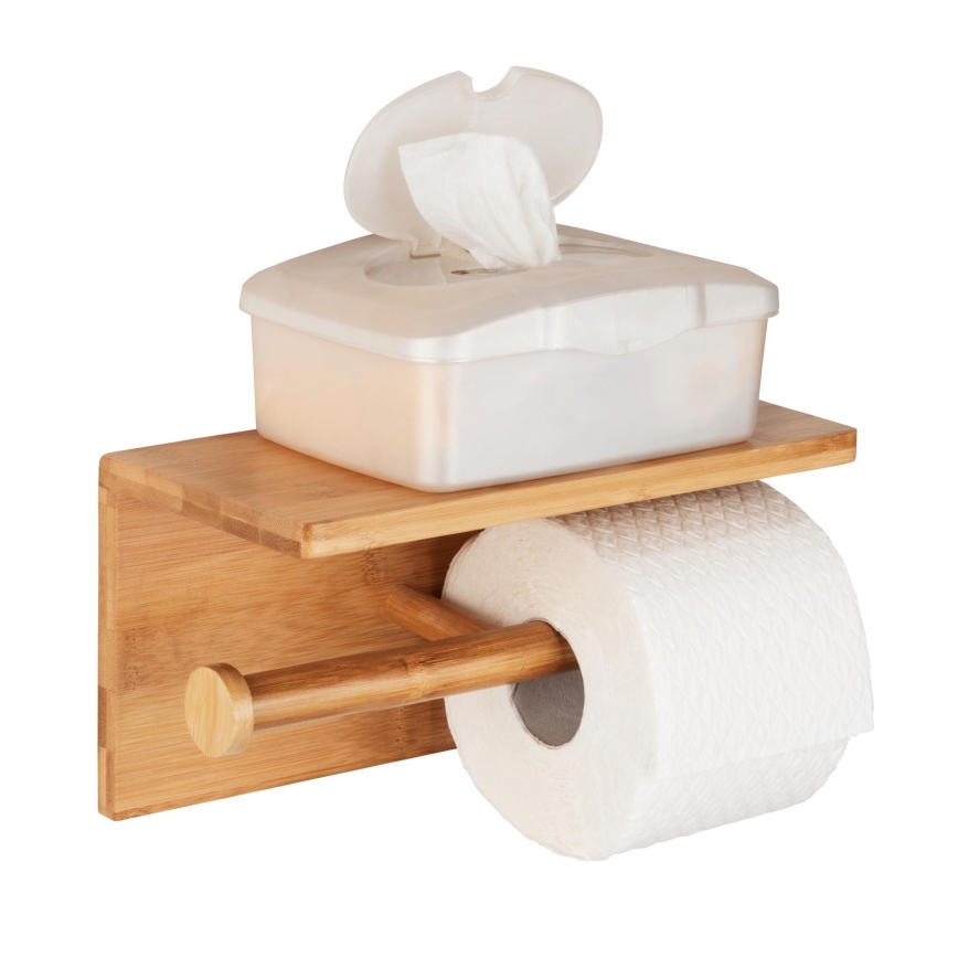 WENKO 24745100 - BAMBUSA Toilet Paper Holder 25 x 13 cm, Brown