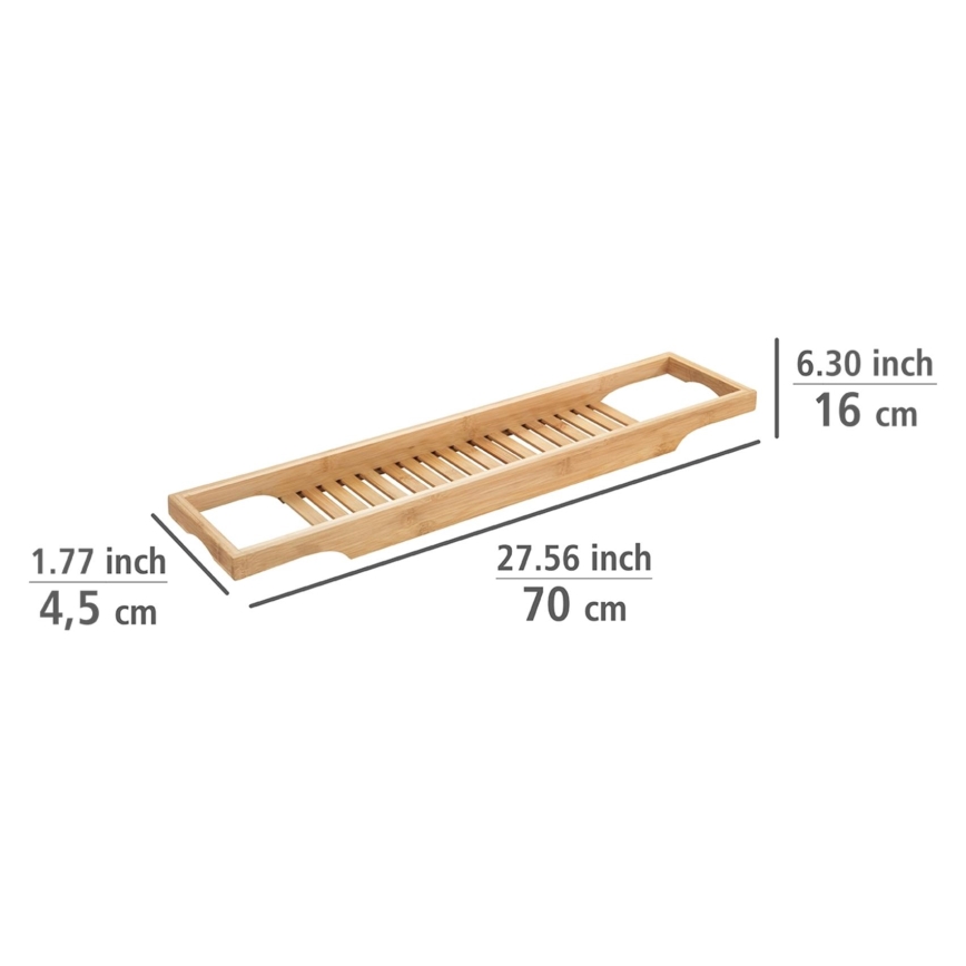 WENKO 24750100 - BAMBUSA Bathtub Shelf 70x16 cm Brown