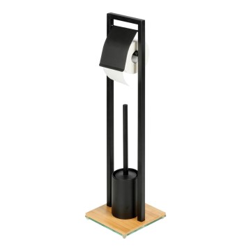 WENKO 24751100 - Toilet set BAMBUSA 18 x 72.5 cm black/brown