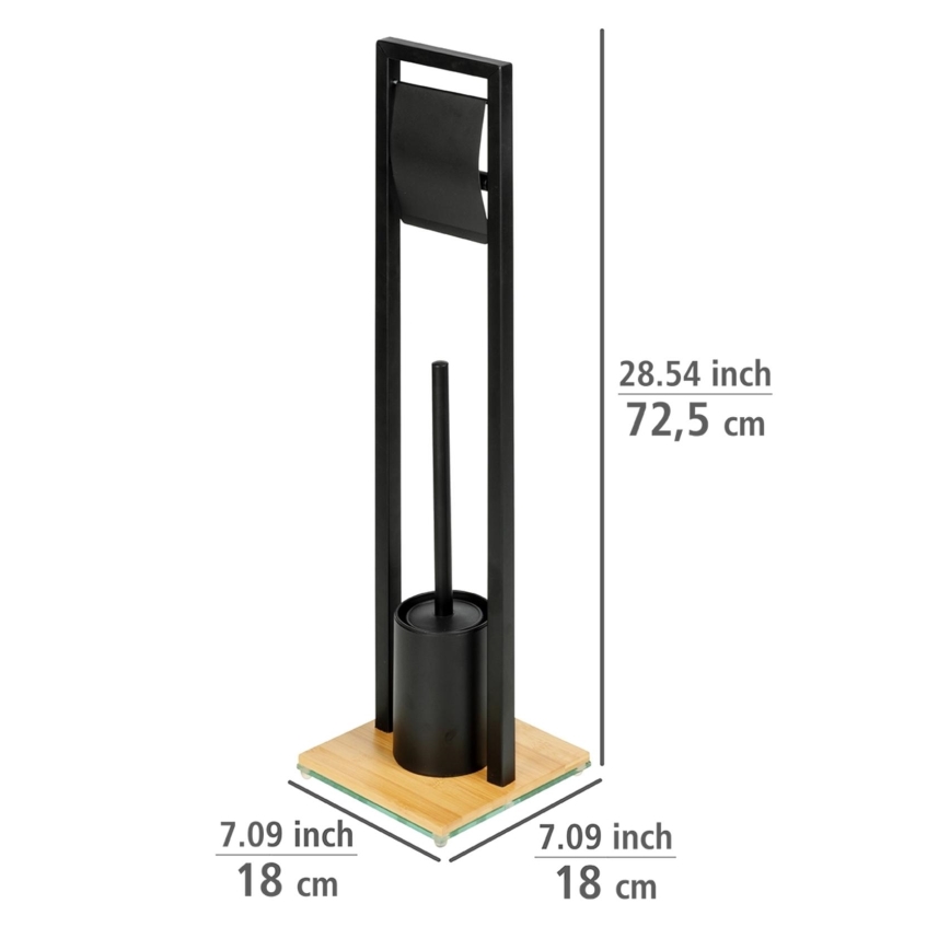 WENKO 24751100 - Toilet set BAMBUSA 18 x 72.5 cm black/brown