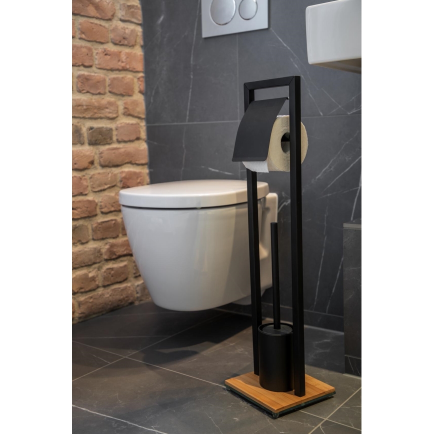 WENKO 24751100 - Toilet set BAMBUSA 18 x 72.5 cm black/brown