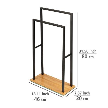 WENKO 24752100 - BAMBUSA Towel Rack, 46 x 80 cm, Black/Brown