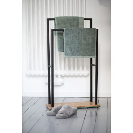 WENKO 24752100 - BAMBUSA Towel Rack, 46 x 80 cm, Black/Brown