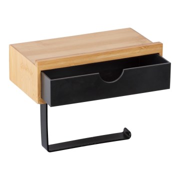 WENKO 24754100 - Toilet Paper Holder BAMBUSA 18.5x14 cm brown/black
