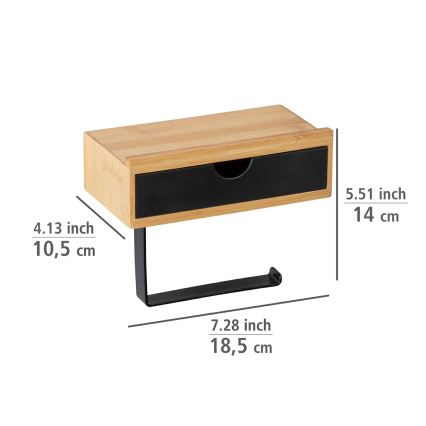 WENKO 24754100 - Toilet Paper Holder BAMBUSA 18.5x14 cm brown/black