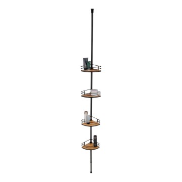 WENKO 24756100 - DOLCEDO Corner Shelf 31 x 20 cm, Stainless Steel / Black / Brown