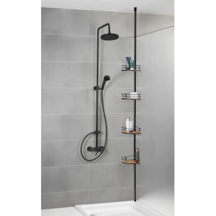WENKO 24756100 - DOLCEDO Corner Shelf 31 x 20 cm, Stainless Steel / Black / Brown