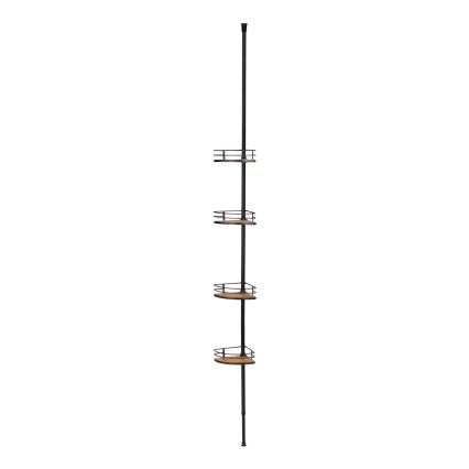 WENKO 24756100 - DOLCEDO Corner Shelf 31 x 20 cm, Stainless Steel / Black / Brown