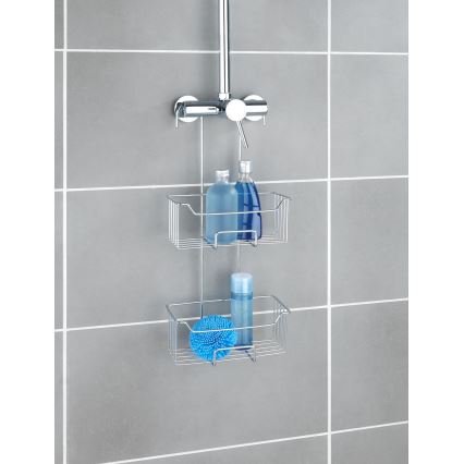 WENKO 24758100 - MILO shower shelf 25x55 cm, silver/clear