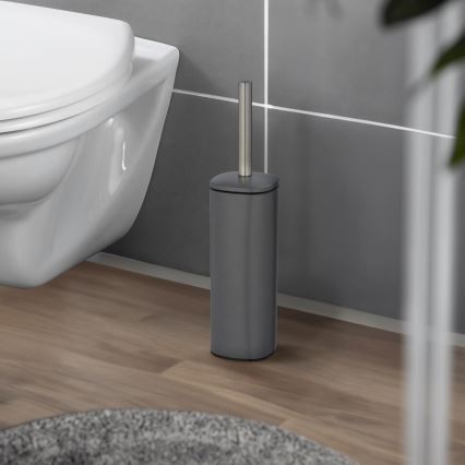WENKO 24777100 - ALASSIO WC Set 9.3 x 39.2 cm Stainless Steel/Grey