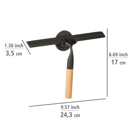 WENKO 24834100 - Bamboo Squeegee 24,5x17 cm stainless steel/black/brown