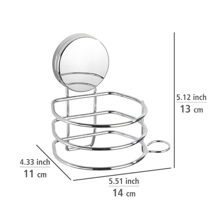 WENKO 24857100-STATIC-LOC Hairdryer Holder + OSIMO 14x13 cm Polished Chrome