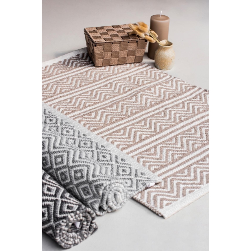 WENKO 24868100-Bath Mat SHAKI 50x80 cm beige/white