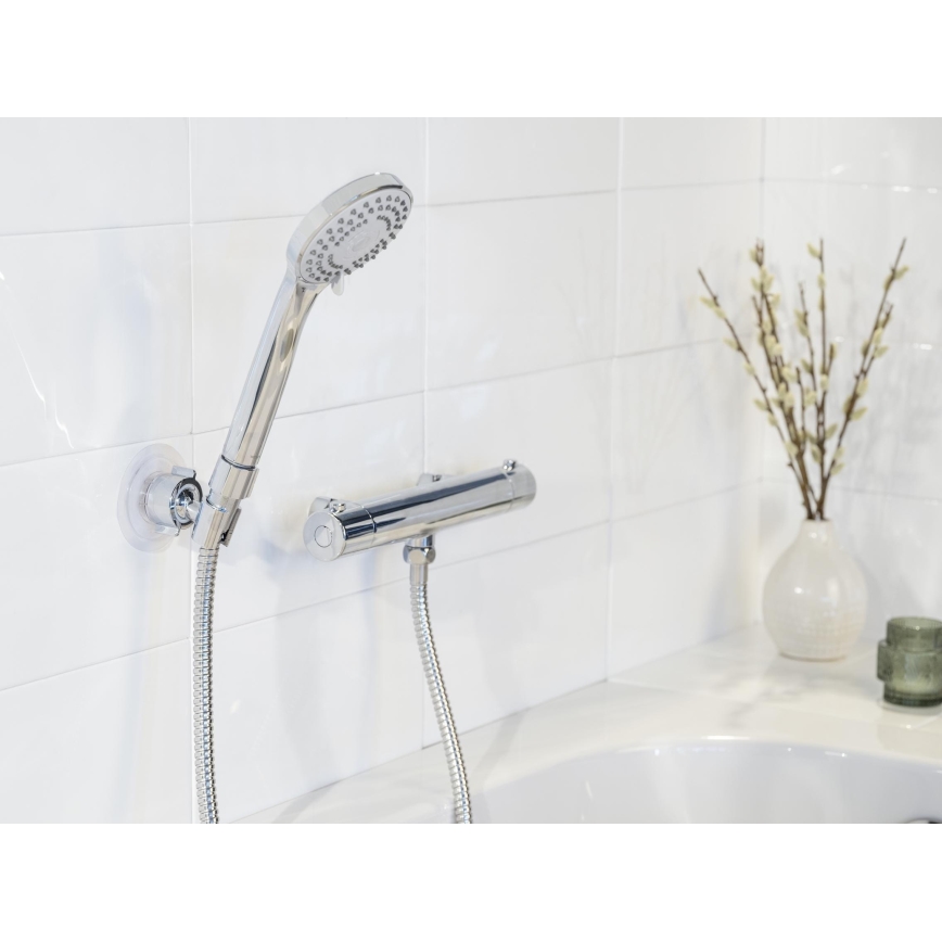 WENKO 24918100 - BASIC LINE Shower Head 9.5 x 9.5 cm, Glossy Chrome/Silver