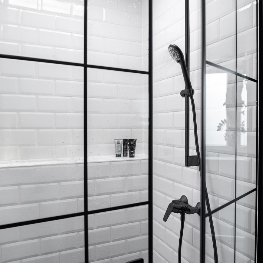 WENKO 24924100 - Shower head WATERSAVING SYSTEM 11x11 cm black