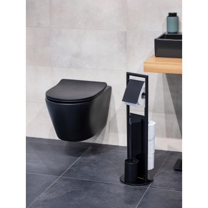 WENKO 24982800 - RAVINA Toilet Brush Set 20x70 cm stainless steel/black