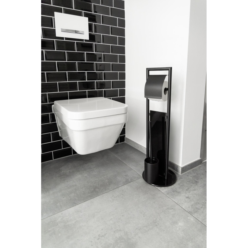 WENKO 24982800 - RAVINA Toilet Brush Set 20x70 cm stainless steel/black