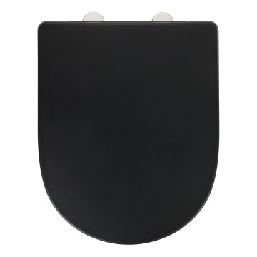 WENKO 24989100-WC EXCLUSIVE Toilet Seat 36,5x45 cm Black/Silver