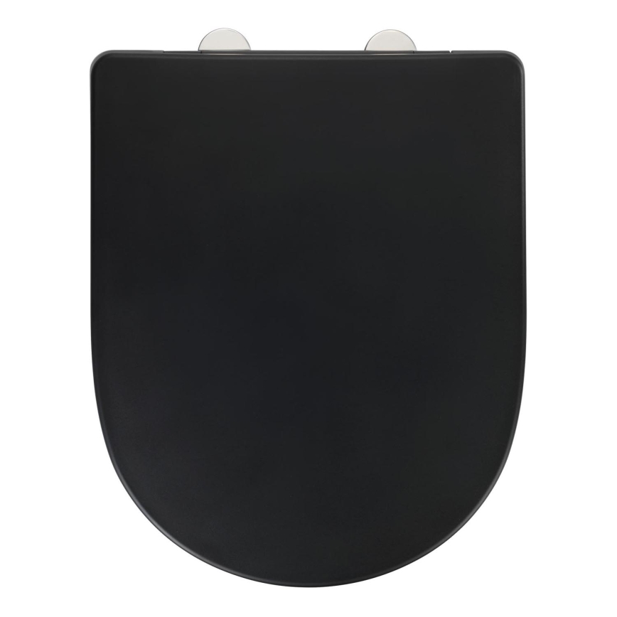 WENKO 24989100-WC EXCLUSIVE Toilet Seat 36,5x45 cm Black/Silver