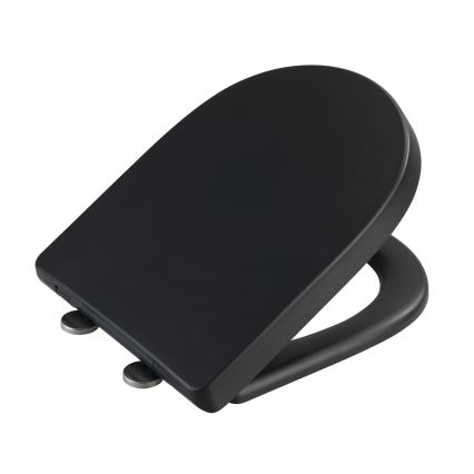 WENKO 24989100-WC EXCLUSIVE Toilet Seat 36,5x45 cm Black/Silver