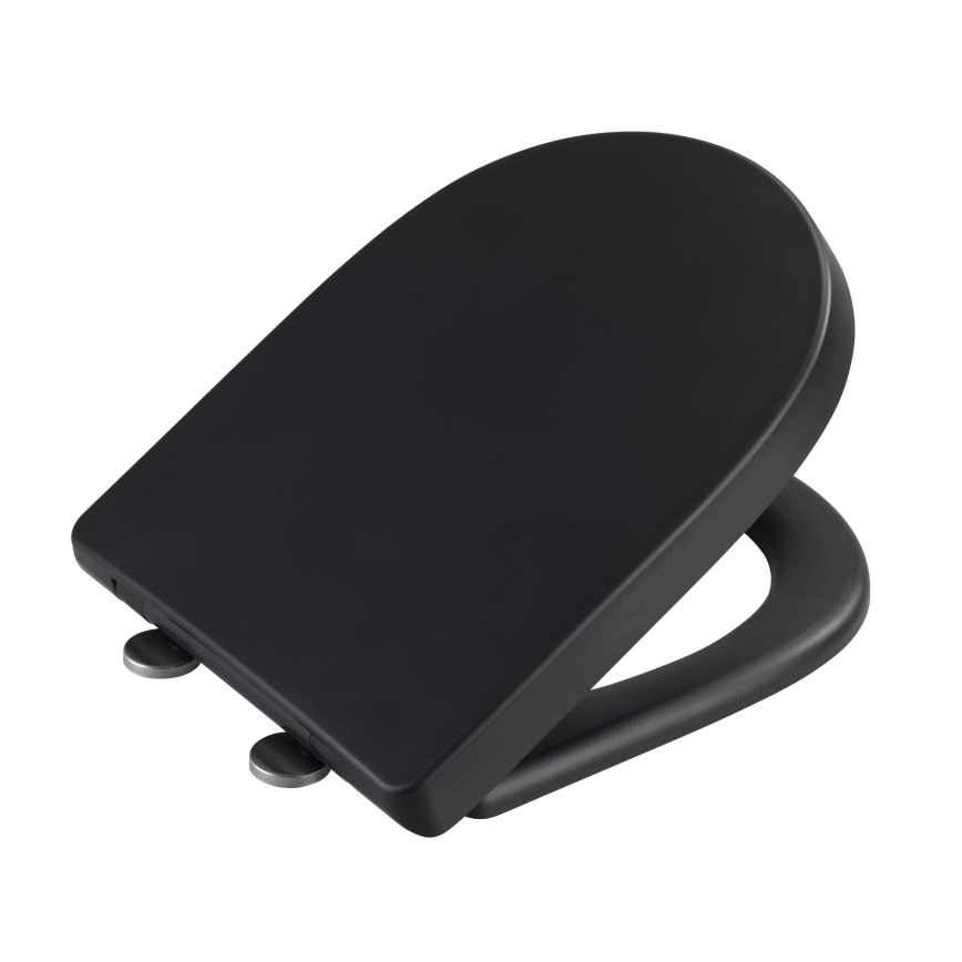WENKO 24989100-WC EXCLUSIVE Toilet Seat 36,5x45 cm Black/Silver