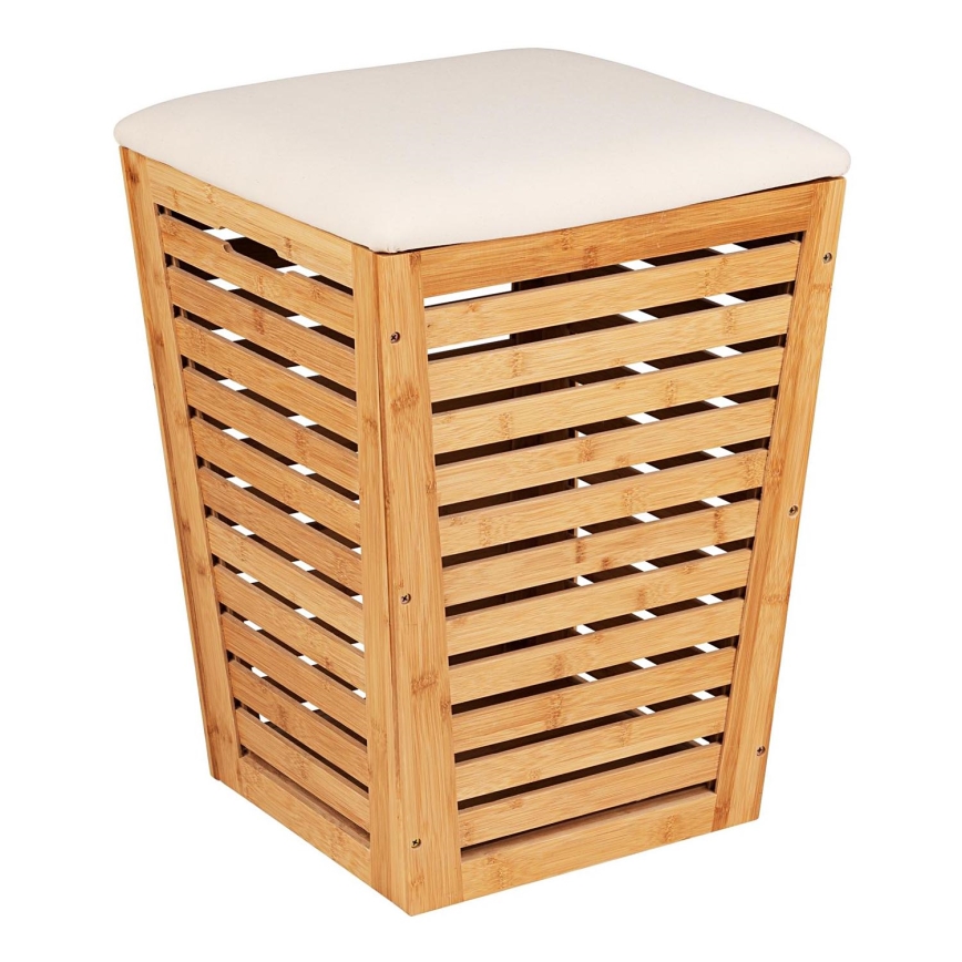 WENKO 25143100 - BAMBUSA Laundry Basket, 40 x 56 cm, Brown