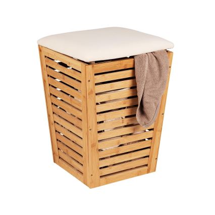 WENKO 25143100 - BAMBUSA Laundry Basket, 40 x 56 cm, Brown