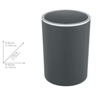 WENKO 25146100 - INCA Basket 18.5 x 25.5 cm Anthracite/Glossy Chrome
